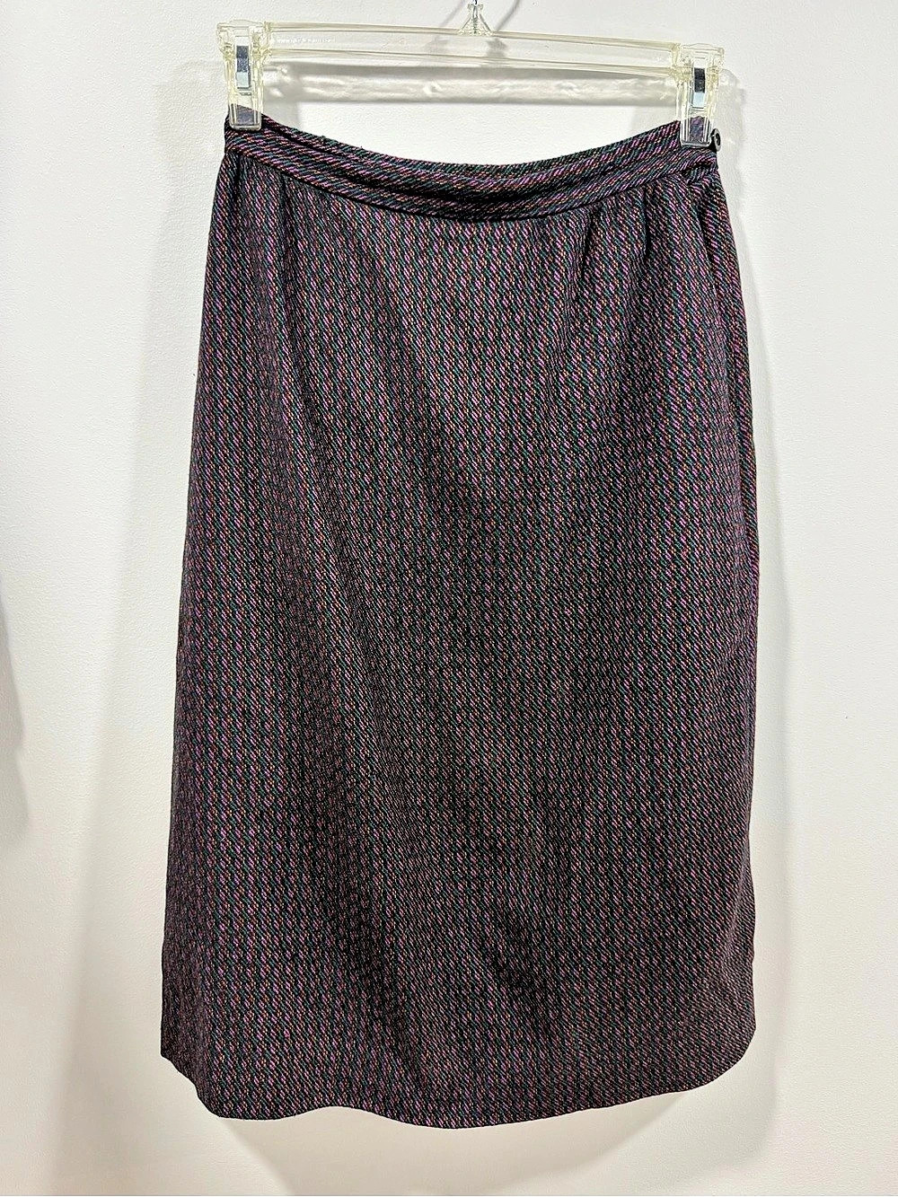 Koret Vintage Wool Midi Skirt in Black & Purple Size 10